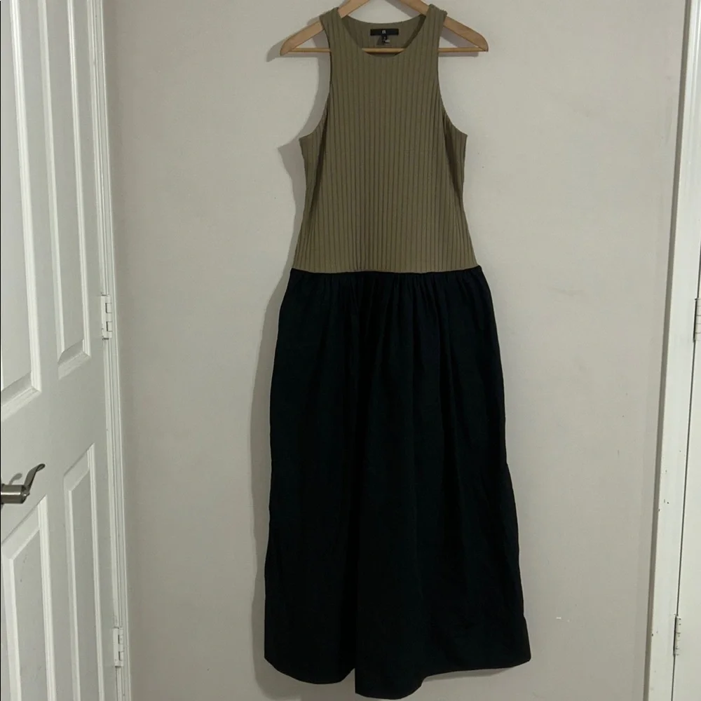 Banana Republic Women's Black & Khaki Ribbed Tank Top Maxi Dress Size Large - Picture 3 of 9